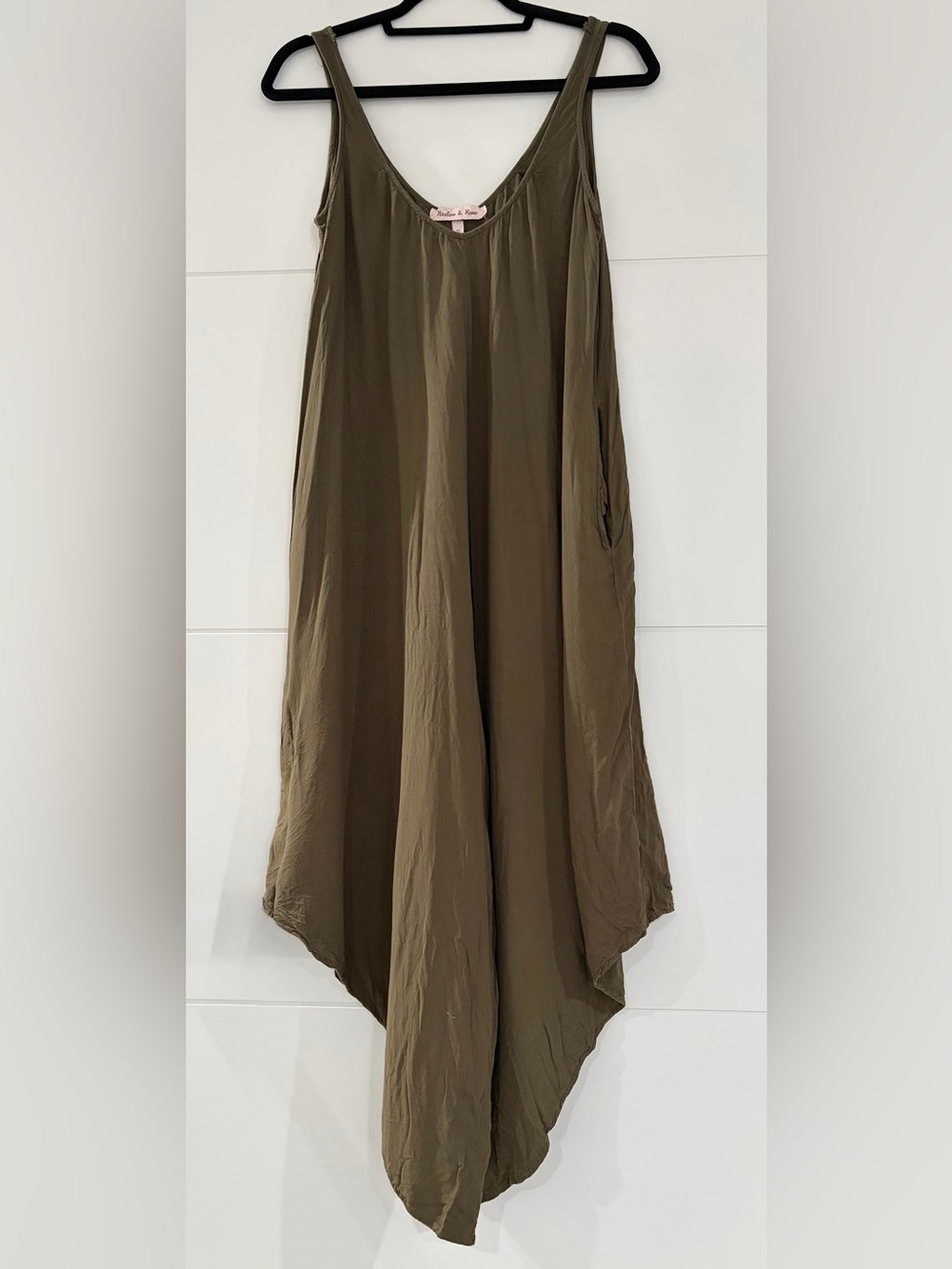 Harlow & Rose Jumper, Women’s Medium Wide Leg Olive Green Flowing Romper Pockets